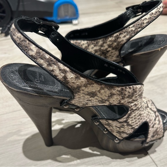 Christian Dior feline sandals wooden platform pumps python - Picture 1 of 4
